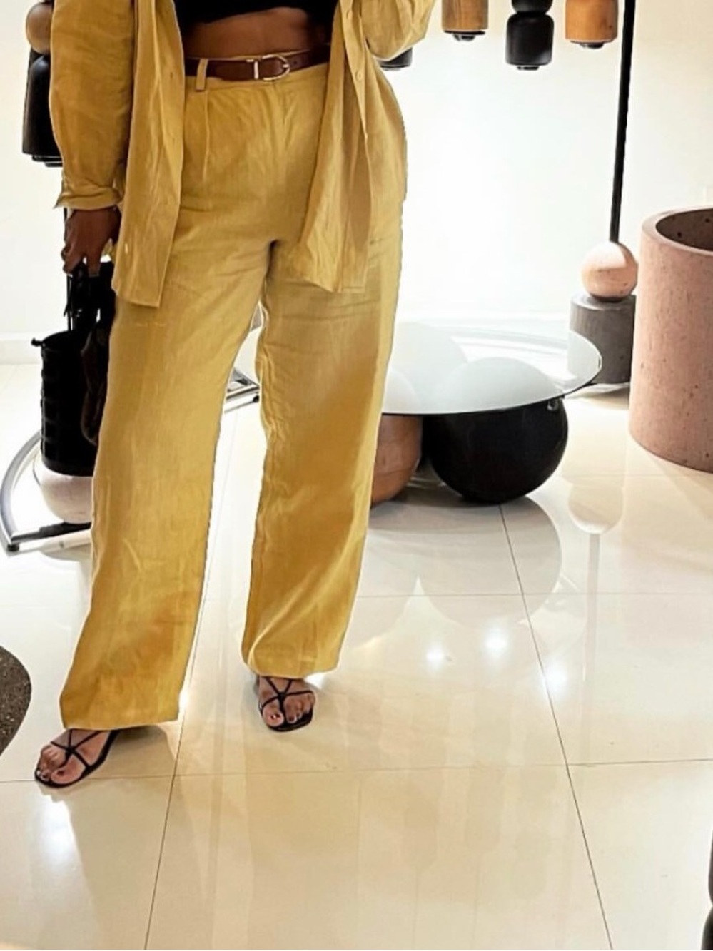 Ozma Relaxed Wide-Leg Women's Linen Pants in Hay